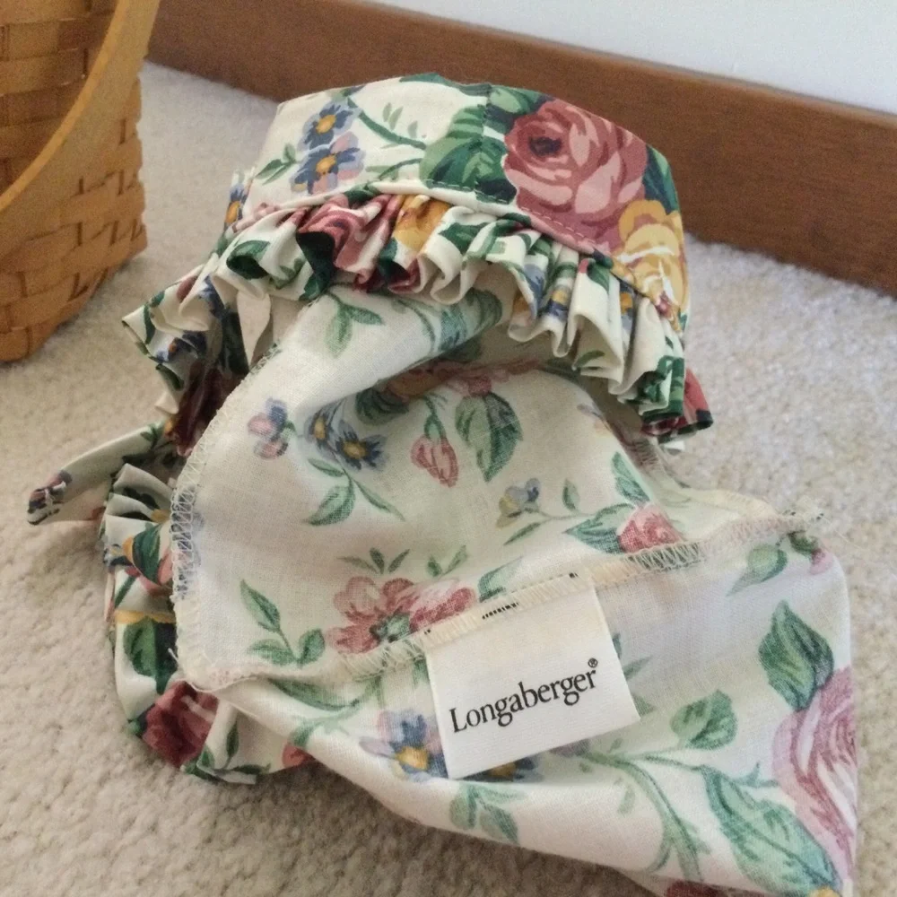 💝VINTAGE💯❤️LONGABERGER BASKET, LINED & HANDLE🎉🎉🎉GARDEN SPLENDOR LINING🎉